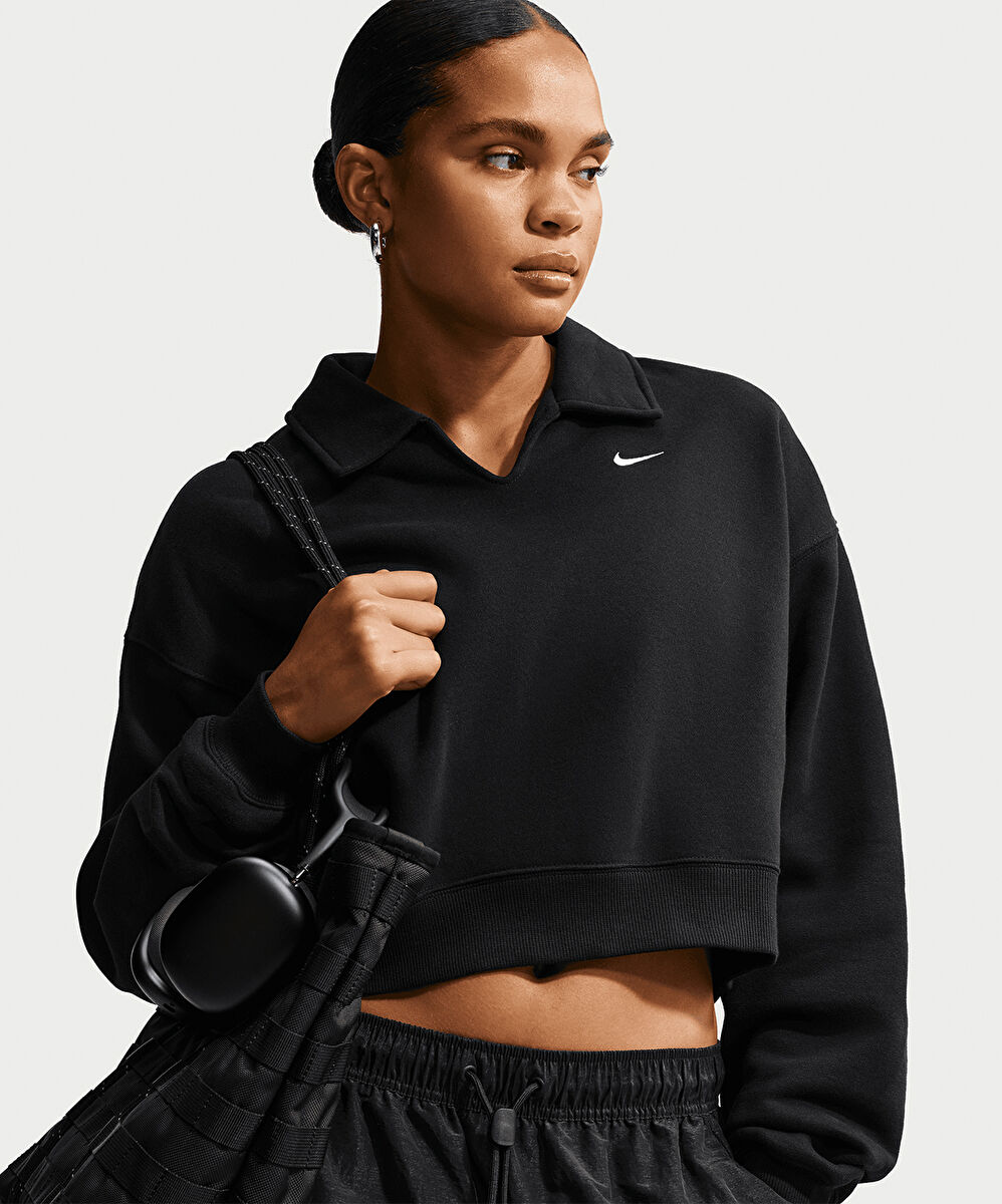 Nike Studio Fleece Oversized Cropped Polo