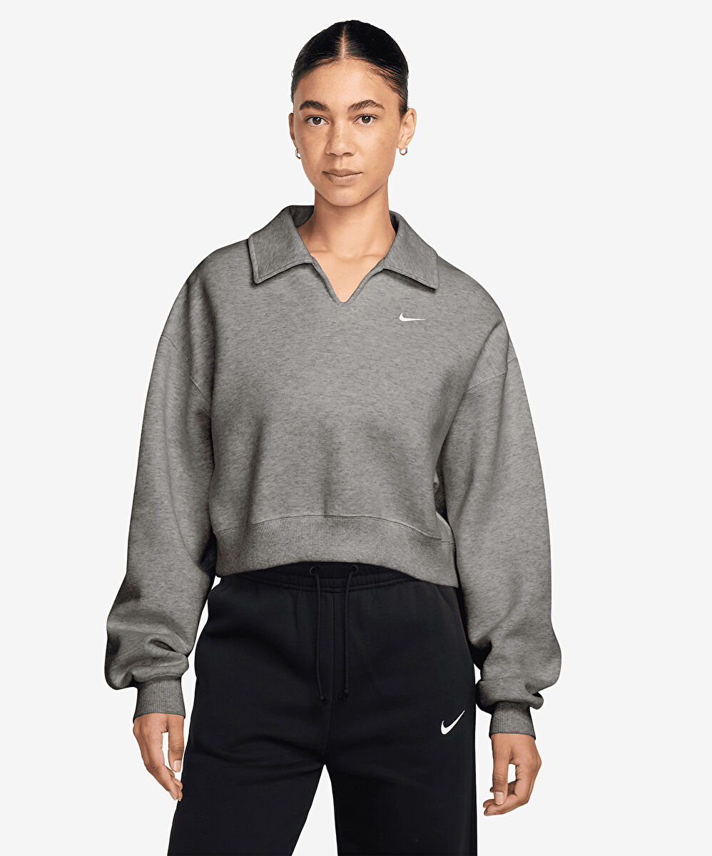 Nike Studio Fleece Oversized Cropped Polo