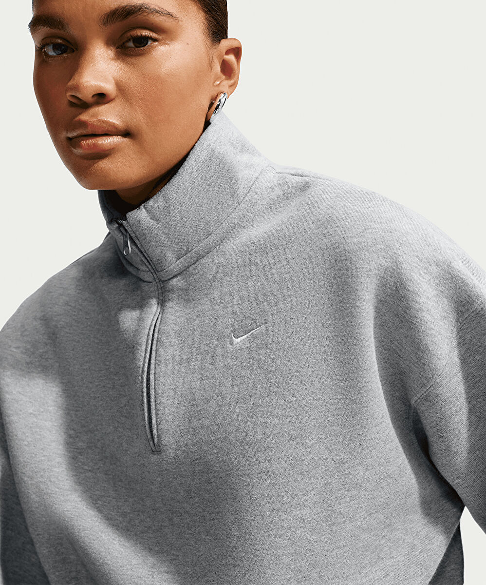 Nike Studio Fleece Oversized 1/4-Zip Cropped Top