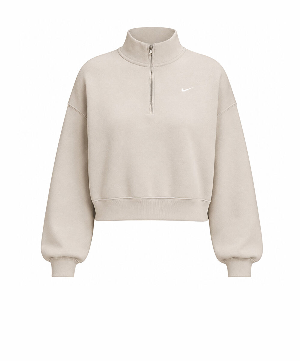 Nike Studio Fleece Oversized 1/4-Zip Cropped Top
