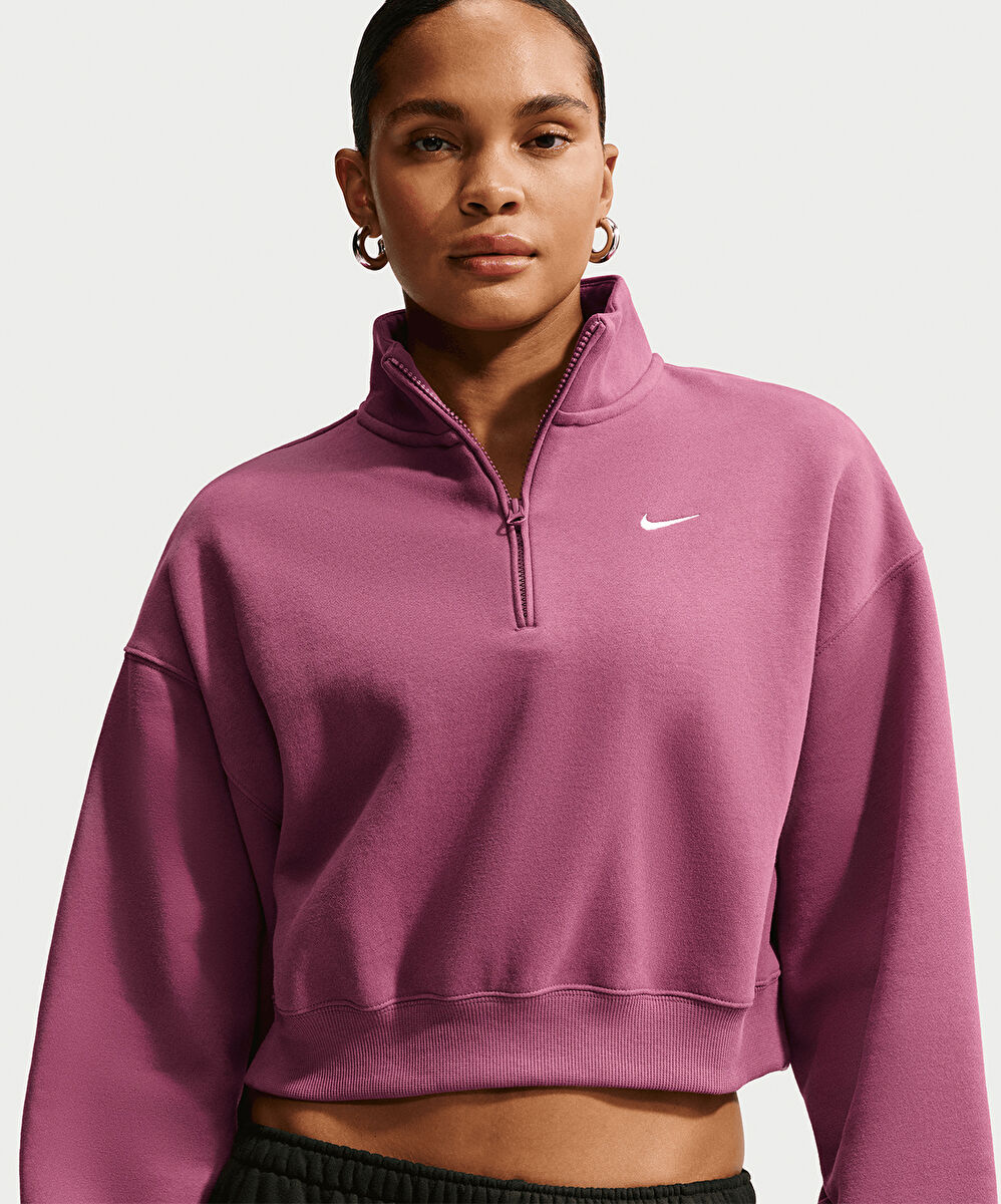 Nike Studio Fleece Oversized 1/4-Zip Cropped Top