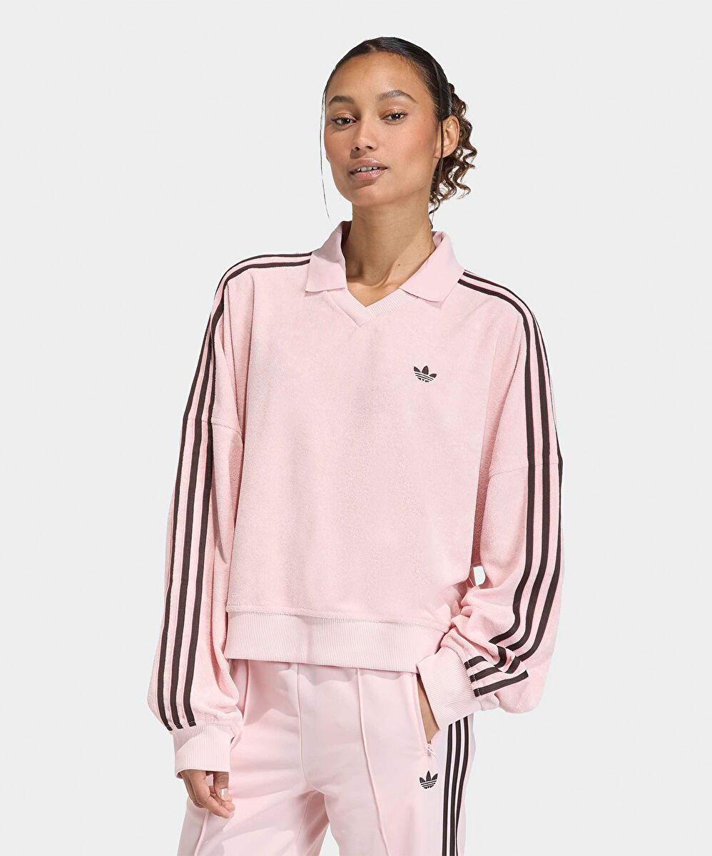 adidas Terry Towel V Neck Long Sleeves Polo Shirt