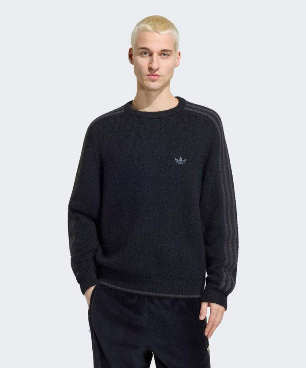 adidas 3-Stripes Fluffy Knit Crew Jumper