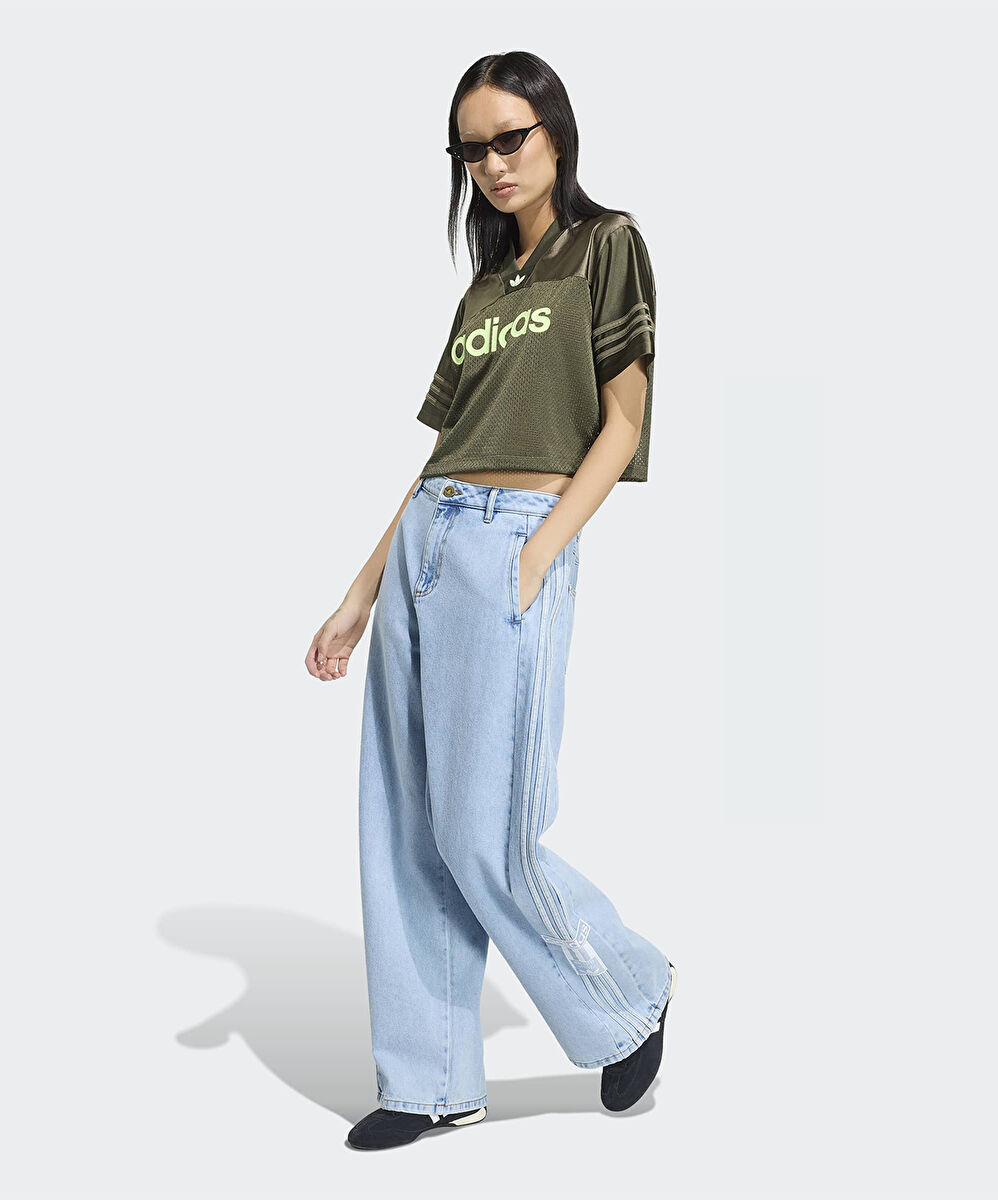 adidas Adibreak Mid Rise Wide Leg Denim Pants